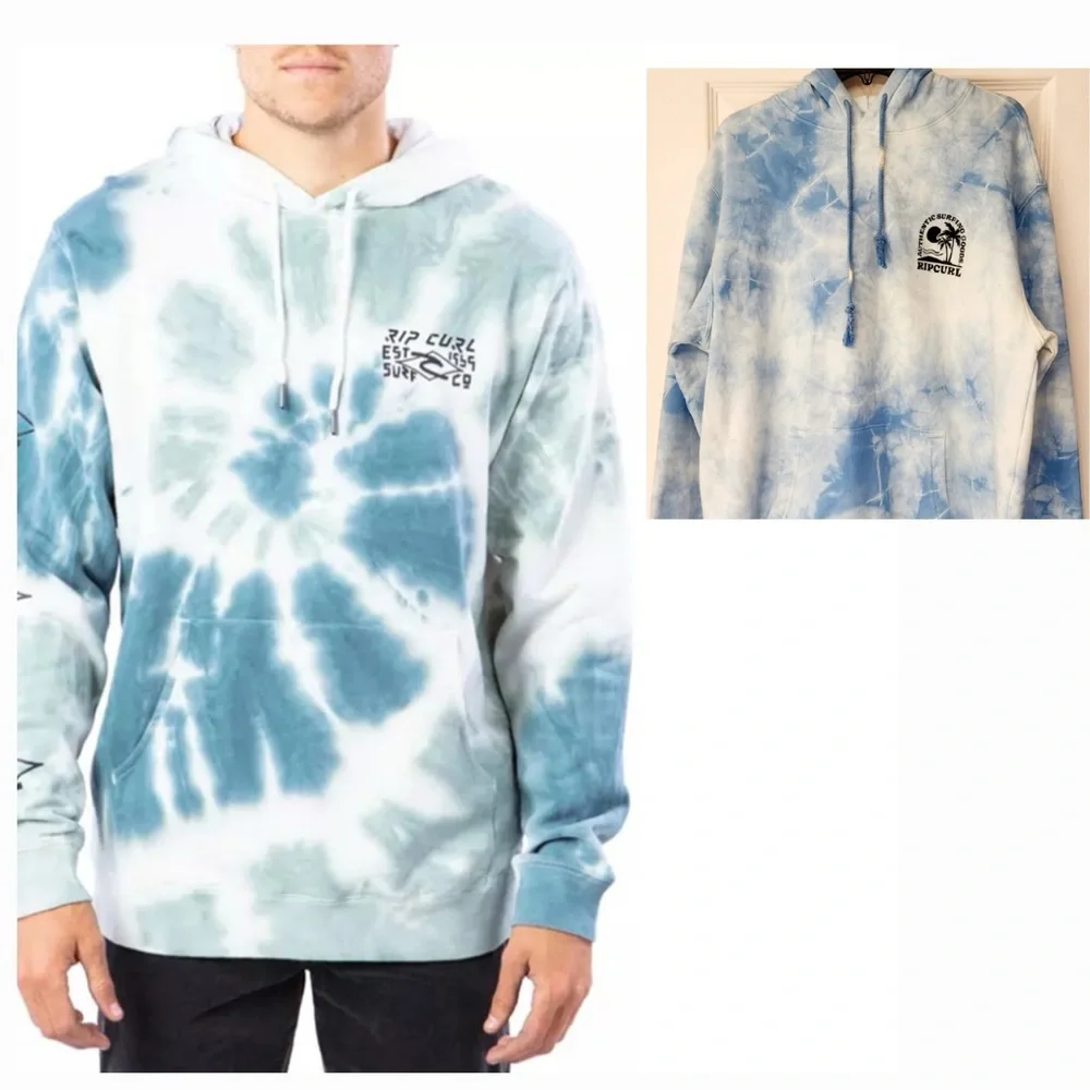 Rip Curl Cloud Tie-Dye Cotton Hoodie in Men’s Blue/White Size Large - Picture 1 of 10
